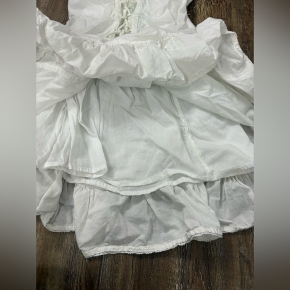 Urban Outfitters White Heidi Corset Flowy Mini Dress Medium Boho Fairy Cottage - Picture 8 of 11